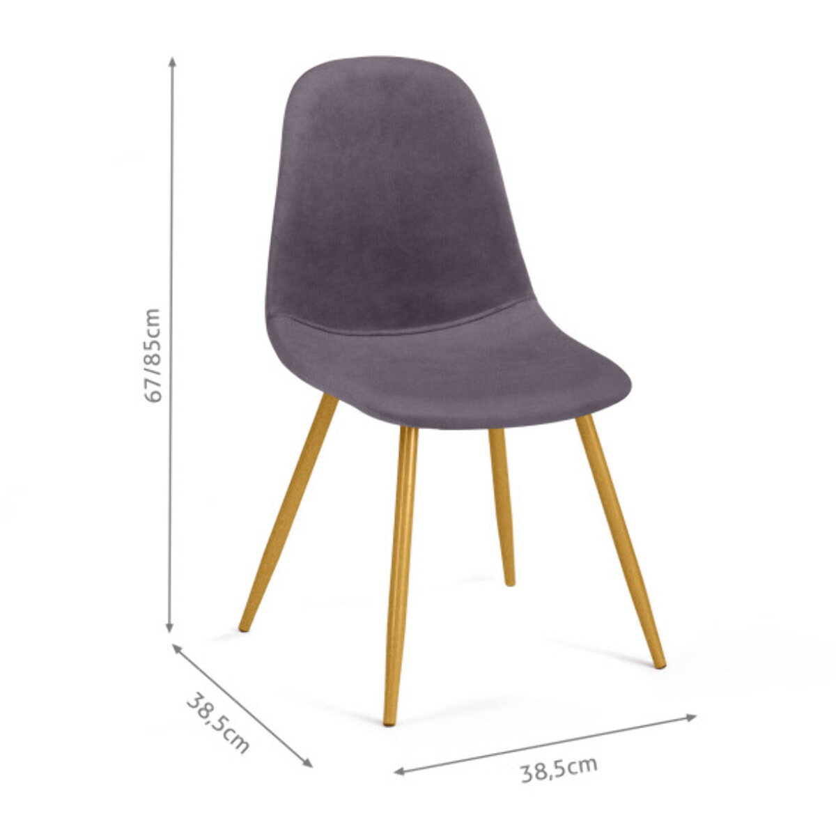 Chaises Sofia - Gris foncé - pied doré