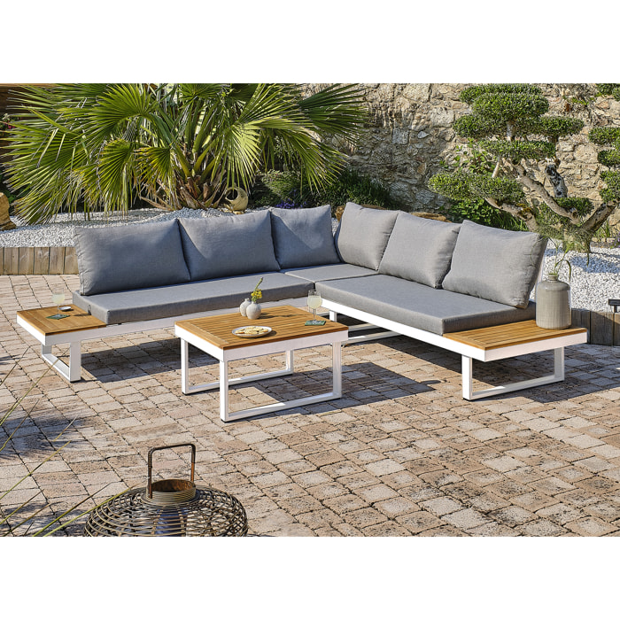 MIYAKO - Salon de jardin 5 places bois d'acacia et aluminium