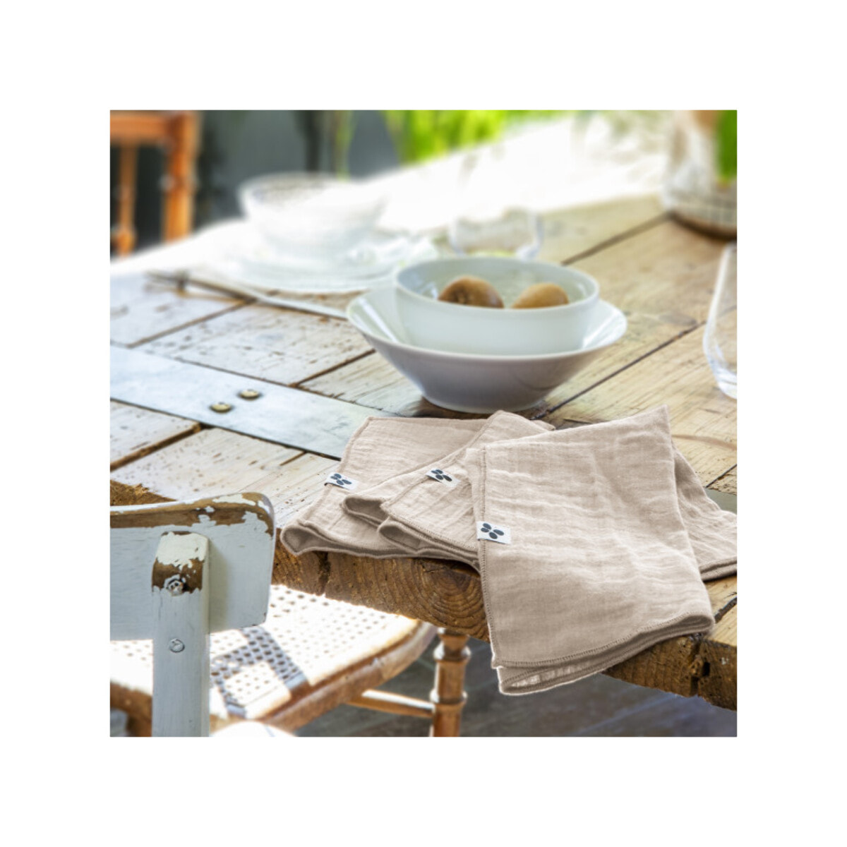 Lot de 3 serviettes 40x40 cm en gaze de coton - GAIA