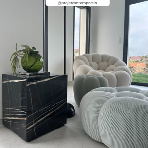 Table d'appoint effet marbre noire - Lison