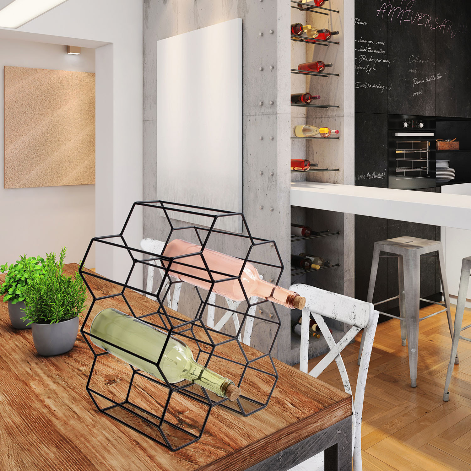 Casier A Bouteilles Filaire Noir Nid Dabeille