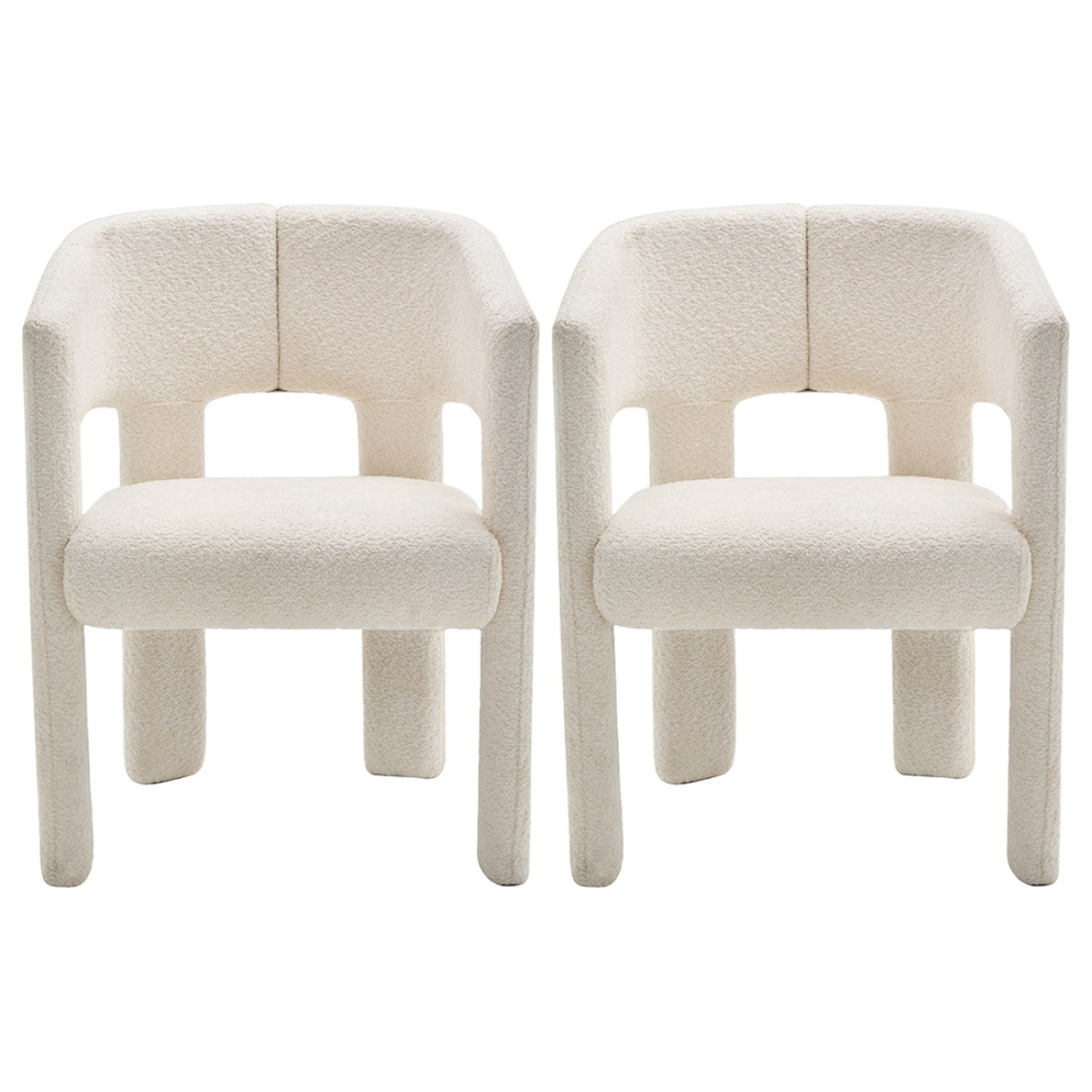 Gaspard - lot de 2 fauteuils en tissu bouclette - Beige