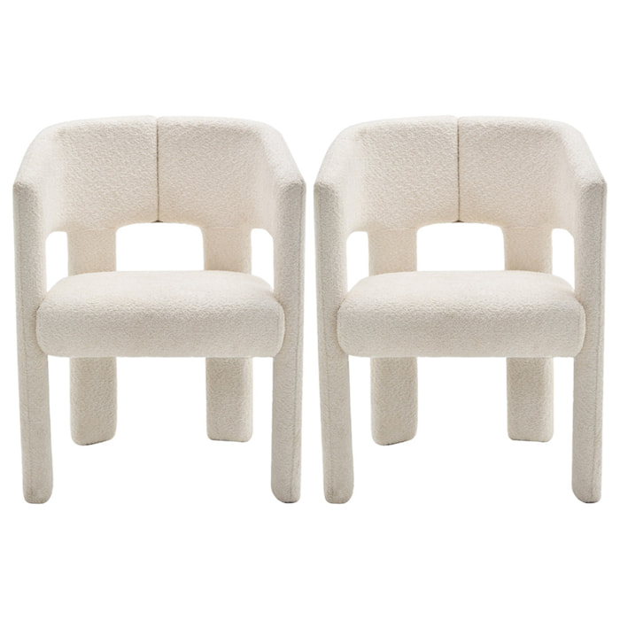 Gaspard - lot de 2 fauteuils en tissu bouclette - Beige