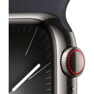 Montre connectée APPLE WATCH Serie 9 Cellular 41mm Acier/Graphite Minuit M/L