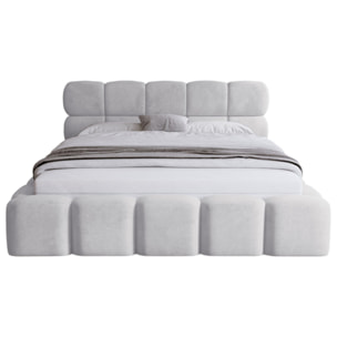 Mariposa - lit coffre - 140x200 cm - sommier inclus - en velours - Beige