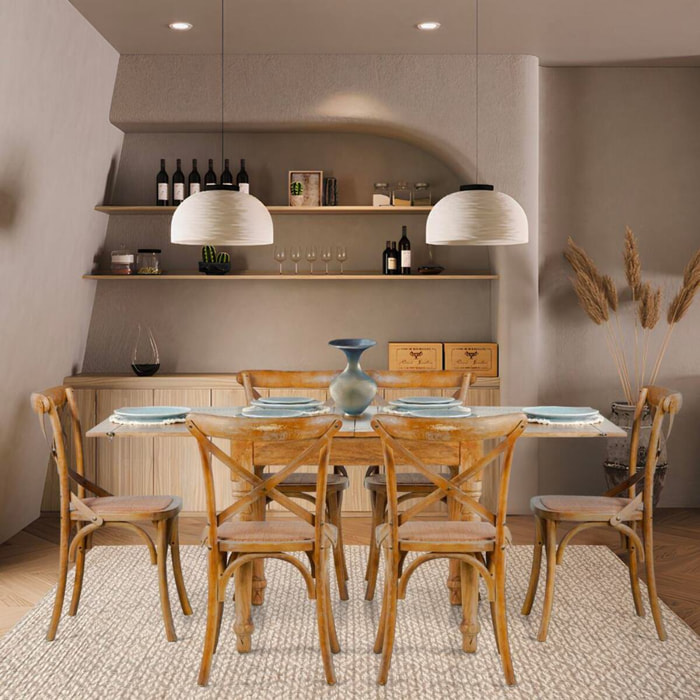 Tavolo da pranzo allungabile in mango naturale 90-180x90x77 - Salento