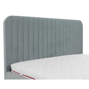 Stuart - lit coffre - 180x200 cm - sommier inclus - en velours - Gris