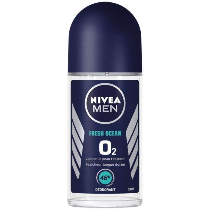 Pack de 3 - NIVEA - Déodorant Bille Homme MEN Protection Longue Durée Fresh Ocean O² 50ml