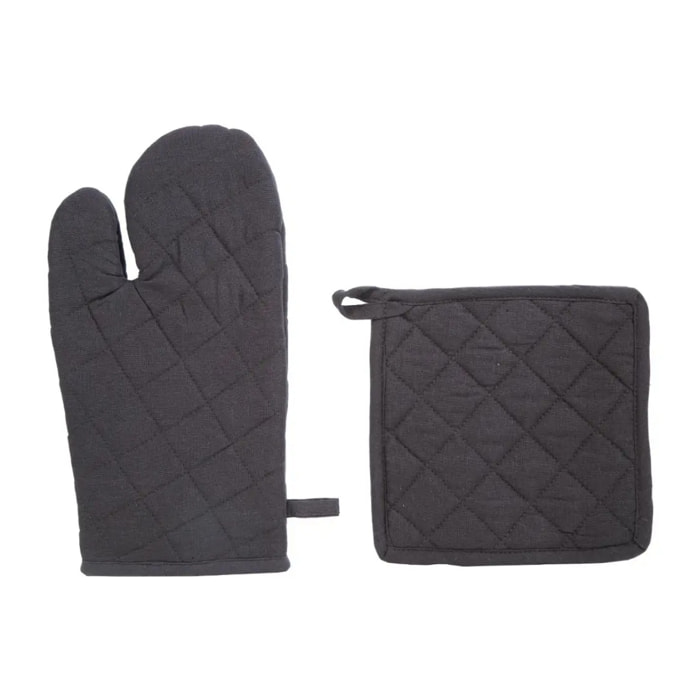 Gant et manique coton gris ardoise H30cm