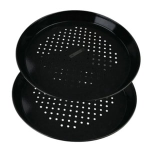 Lot de 2 plaques à pizza perforées rondes, four et barbecue 32 cm FM Professional Barbecue