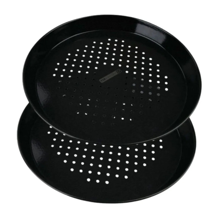 Lot de 2 plaques à pizza perforées rondes, four et barbecue 32 cm FM Professional Barbecue