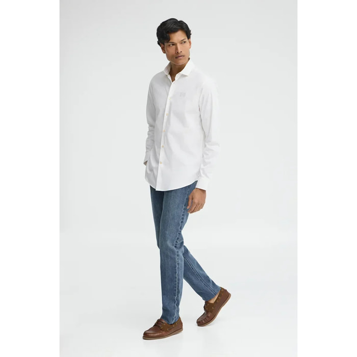 Camisa popelín blanca de corte regular con logo Polo Club