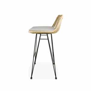 Tabouret de bar métal et rotin 75cm (lot de 2) CAHYA