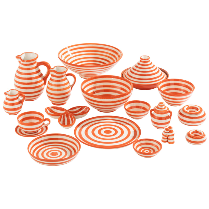 J-Line cendrier Granada Stripes - céramique - blanc/orange - large