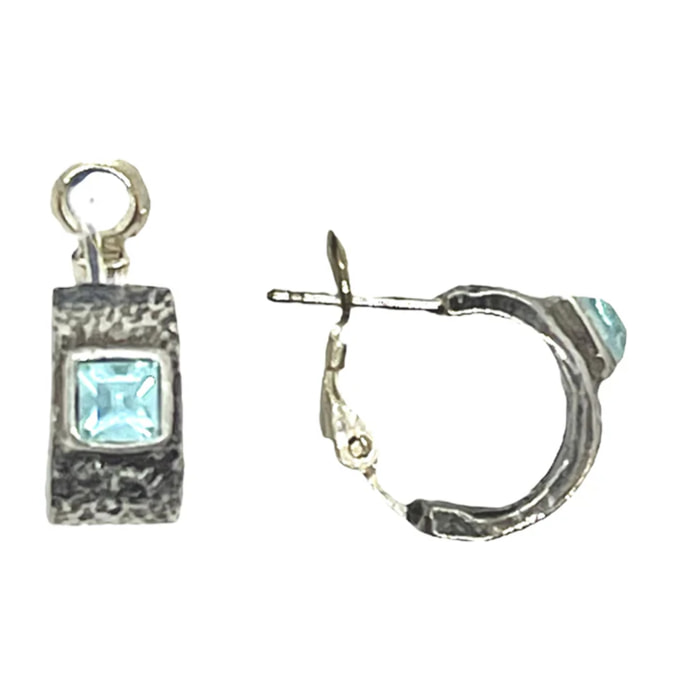 Pendiente aro plata 10µ con Sw 4x4 azul