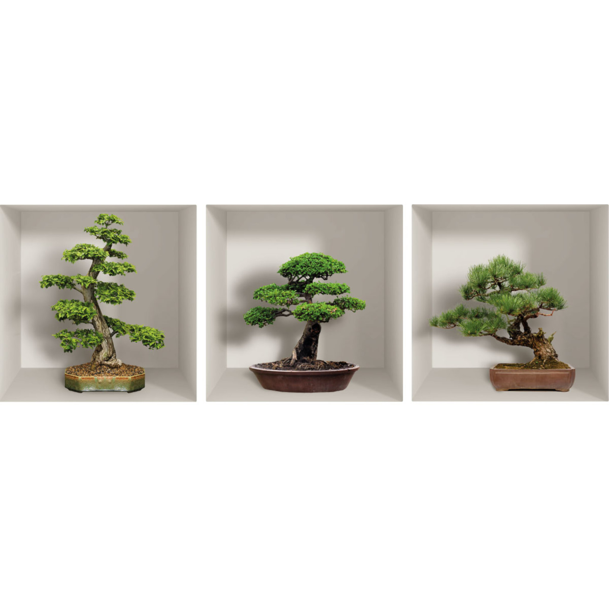 Stickers muraux 3D | Sticker Mural Autocollant effet 3D bonsais trée japonais - Stickers adhésifs 3D Chambre Salon Trompe l'oeil