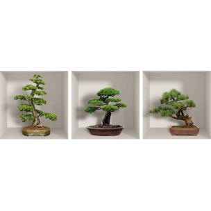 Stickers muraux 3D | Sticker Mural Autocollant effet 3D bonsais trée japonais - Stickers adhésifs 3D Chambre Salon Trompe l'oeil