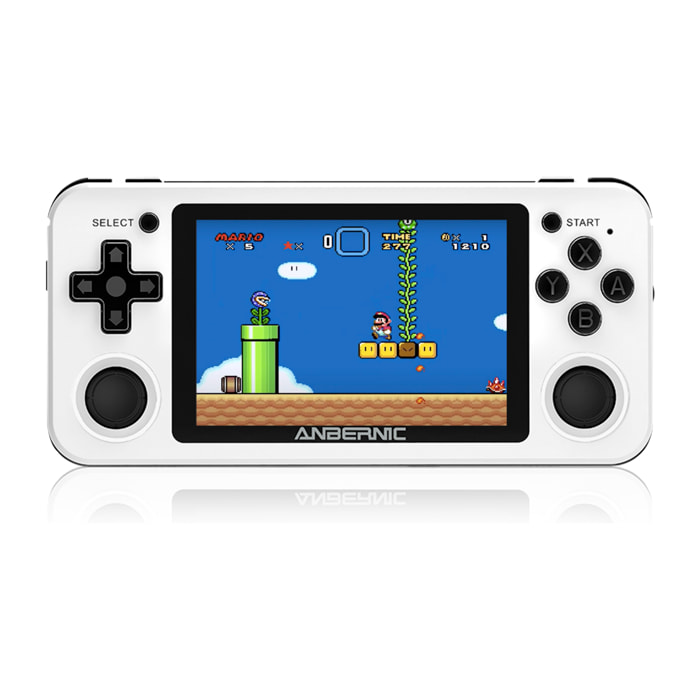 DAM Consola emulador multiplataforma RG351P. Pantalla 3,5" IPS; S.O. Linux, Quad-Core 1,5GHz, 128GB. Miles de juegos preinstalados. 15,2x1,8x7,1 Cm. Color: Blanco