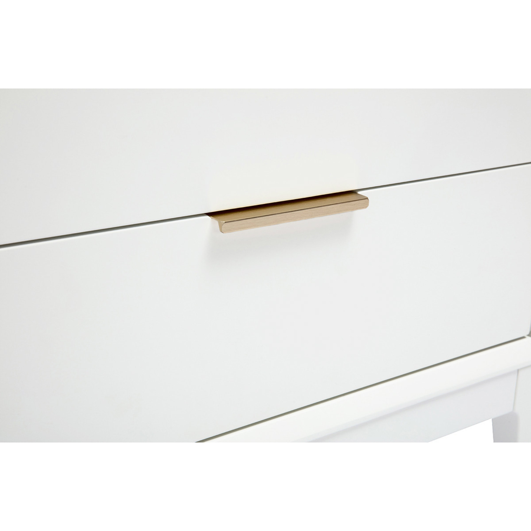 Table de chevet blanche mat et métal doré avec rangements GIANA