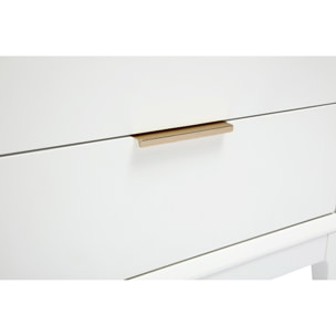Table de chevet blanche mat et métal doré avec rangements GIANA