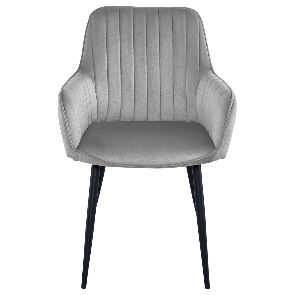 Sedia con braccioli Solden in velluto grigio argento