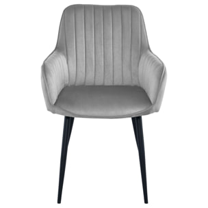 Sedia con braccioli Solden in velluto grigio argento