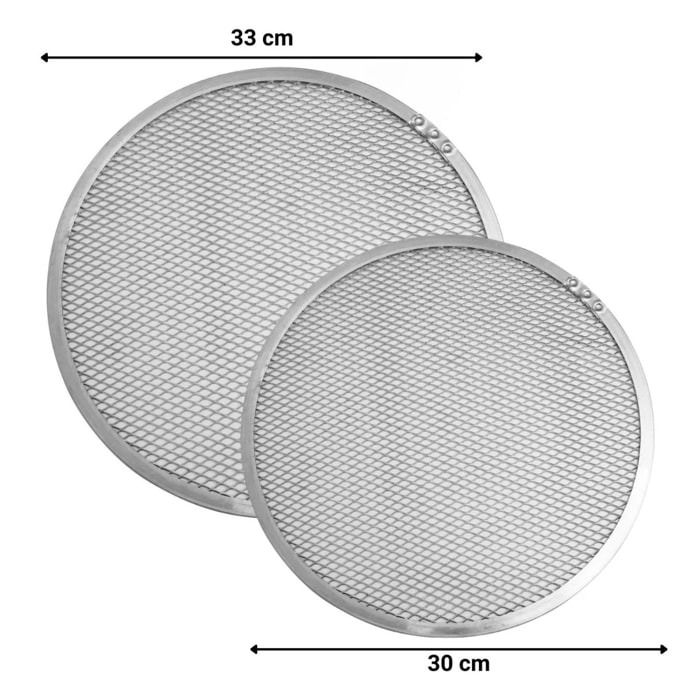 2 Plaques à pizza perforées en alu pour cuisson au four 30 et 33 cm FM Professional