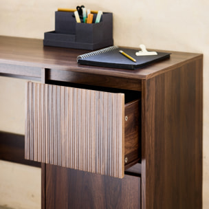 Bureau scandinave décor bois 2 tiroirs LINEAR