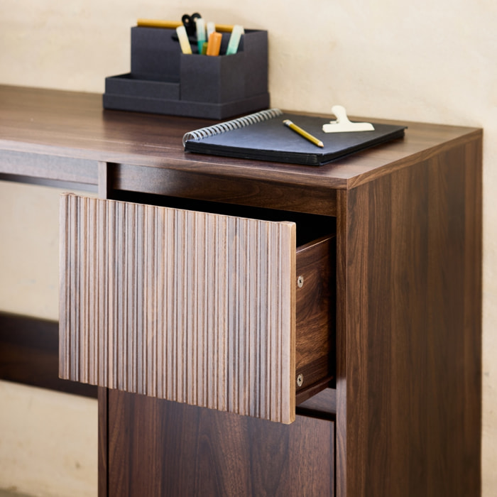 Bureau scandinave décor bois 2 tiroirs LINEAR