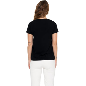 Camiseta de manga corta para mujer Leone 1947 Never Without con logo de pedrería