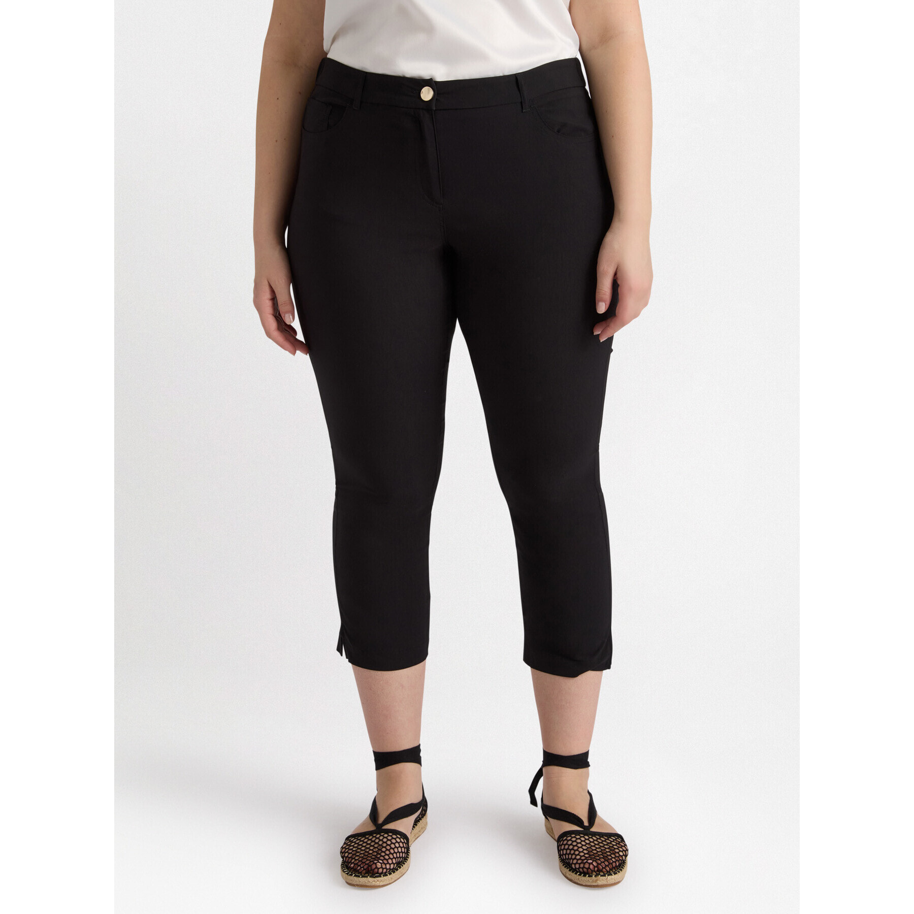 Fiorella Rubino - Pantaloni Capri cinque tasche - Nero