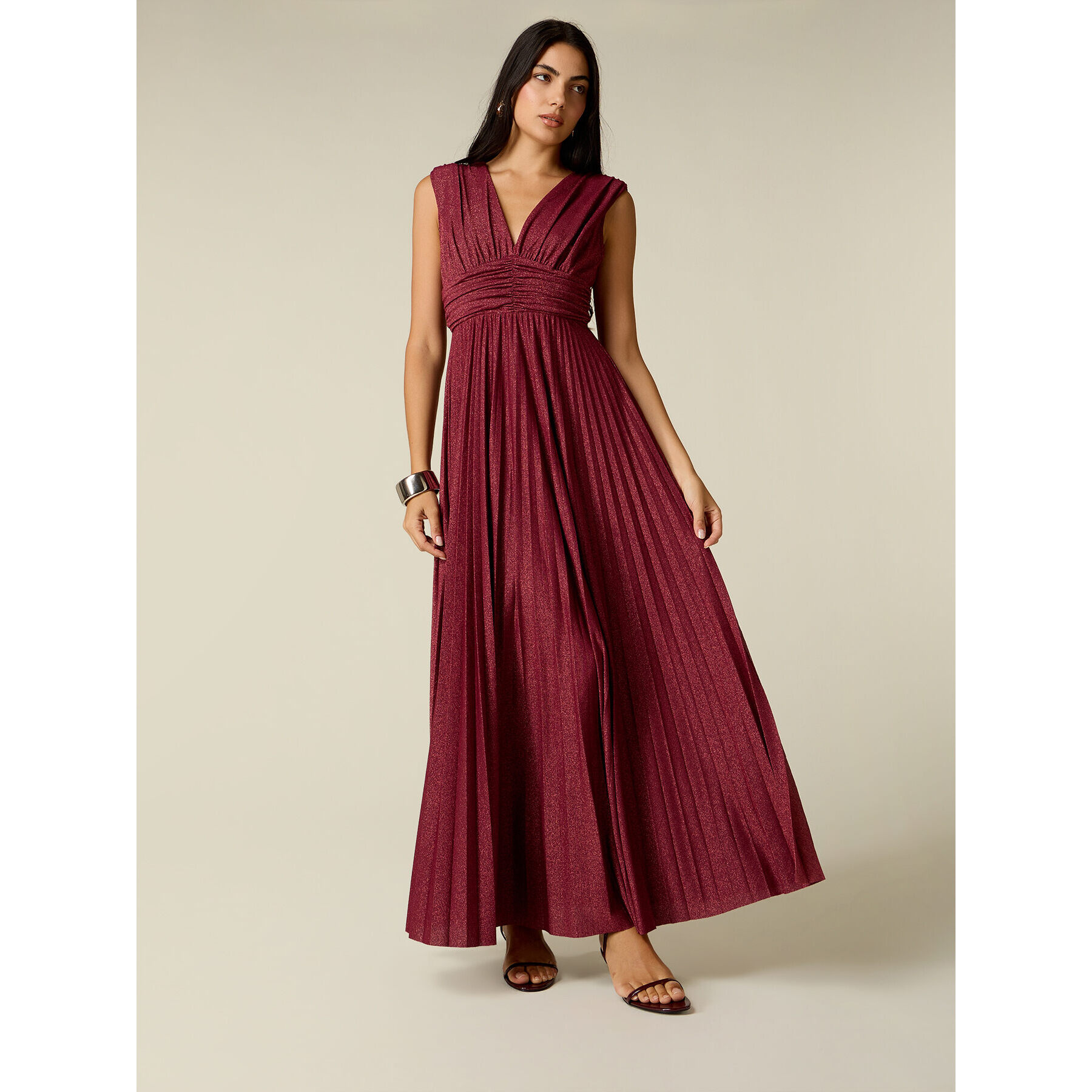Oltre - Vestito lungo in jersey lurex - Bordeaux