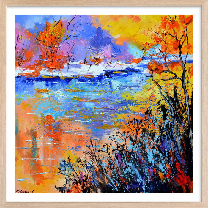 Affiche  reflets d'eaux Affiche + cadre en bois - Chêne