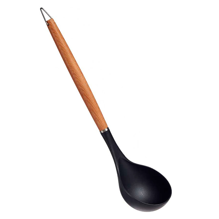 CUCHARA NYLON MANGO MADERA DE HAYA 32,5CM