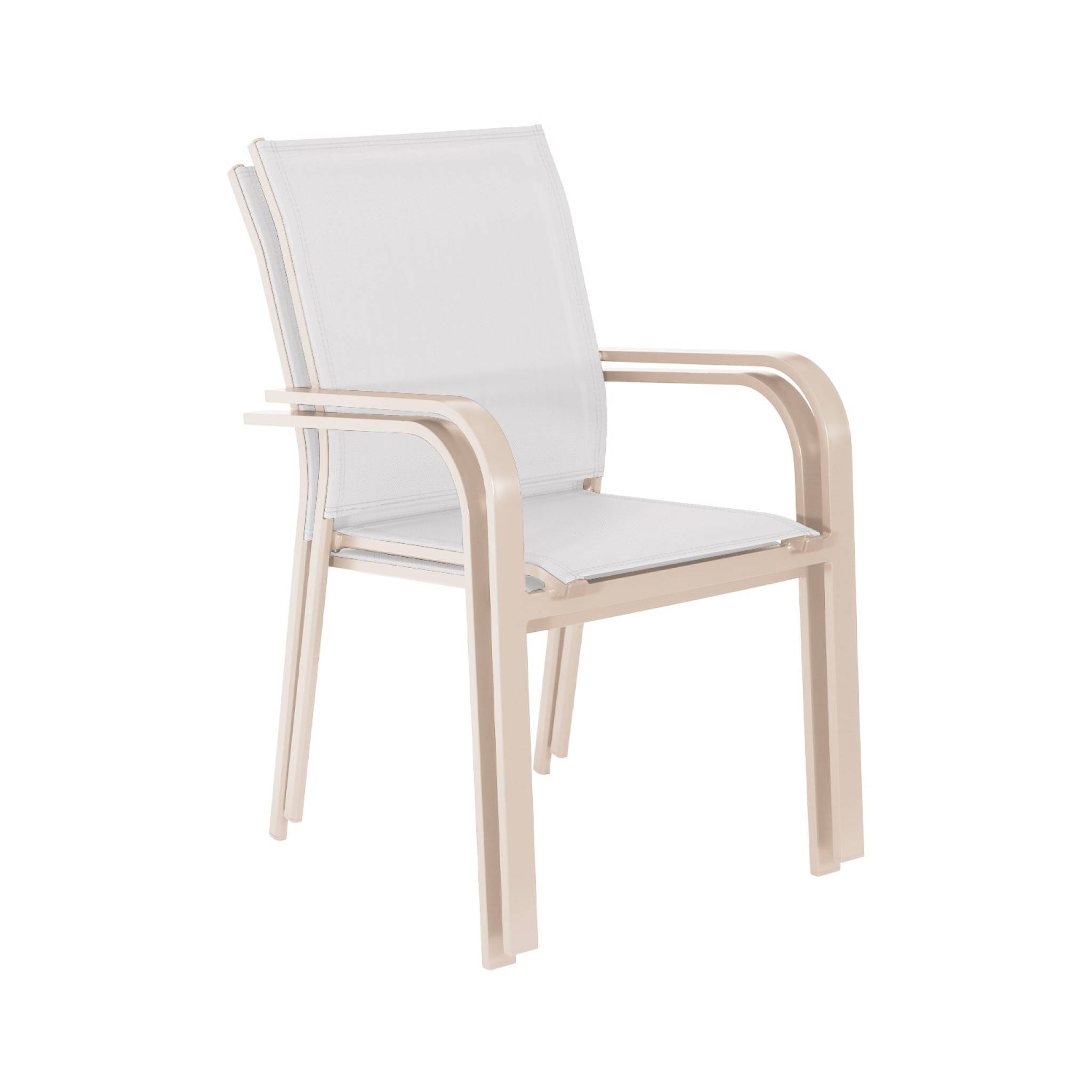 Lot de 2 fauteuils de jardin BUFFALO empilables aluminium et textilene beige. 64.5 x 45.5 x 89.5 cm