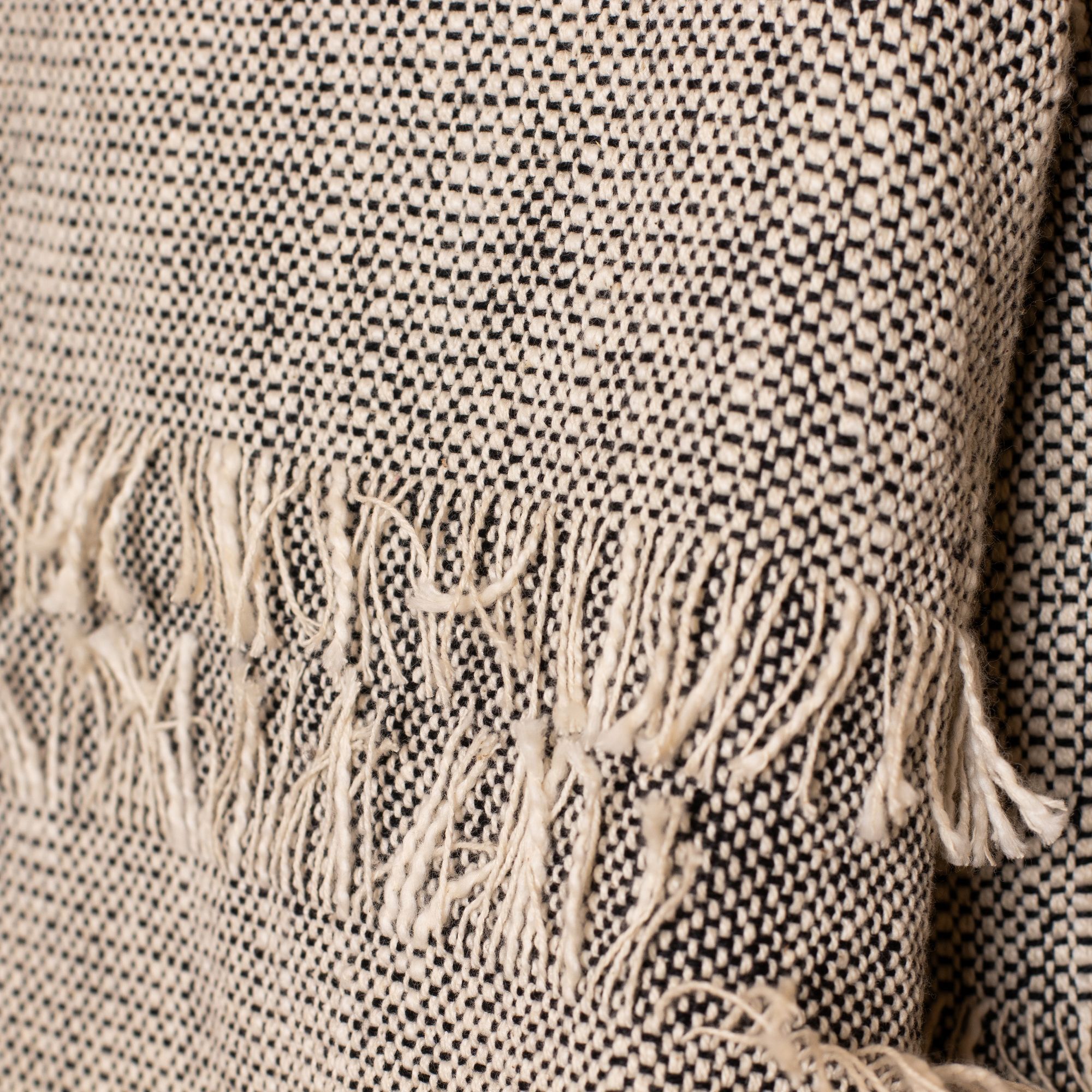 Plaid en coton beige et noir 150cm SHERPA