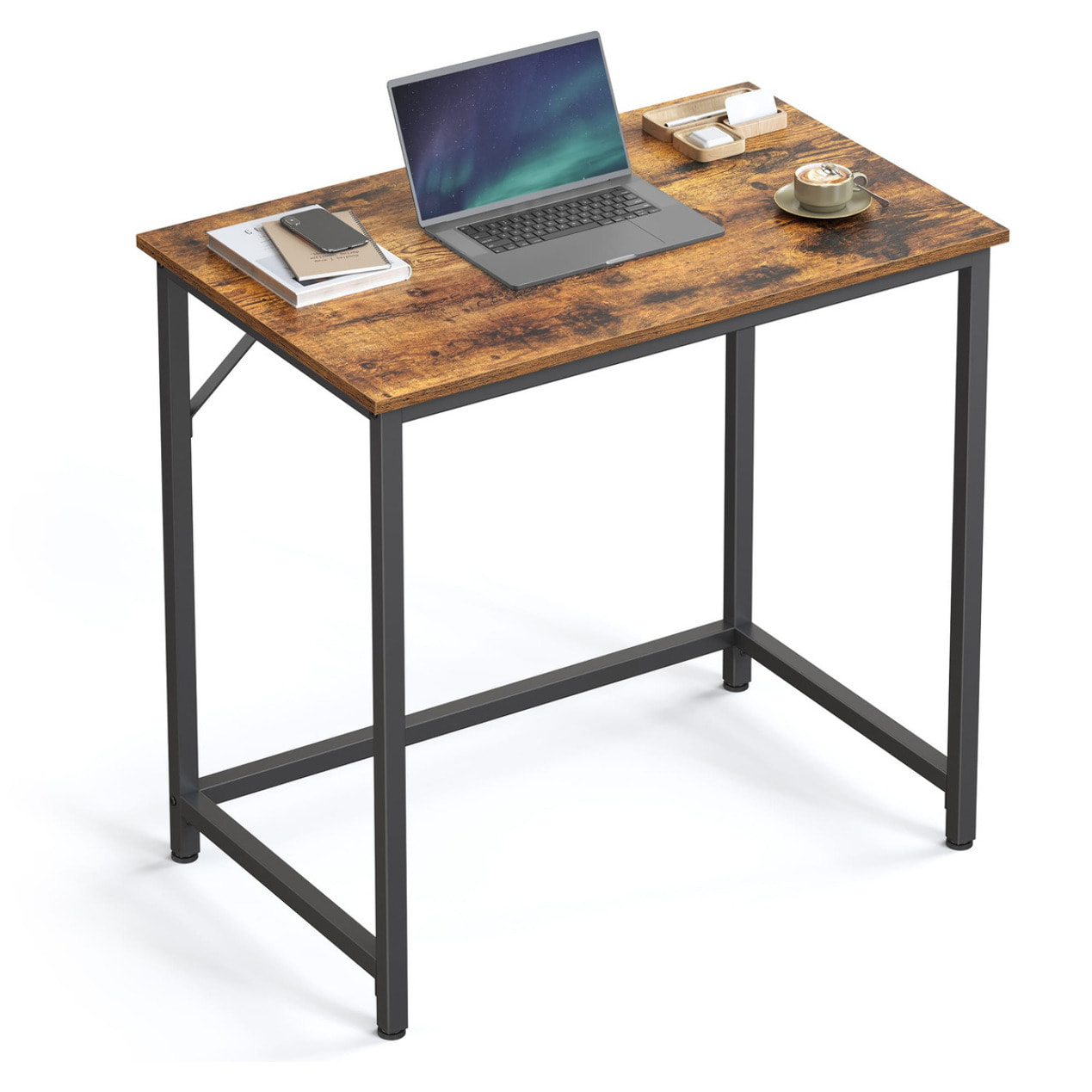 Scrivania per computer Industrial in legno e metallo nero