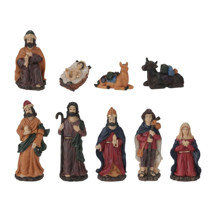Set de 9 figuritas para belén con medidas variadas
