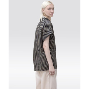 Blusa a righe nere ed écru
