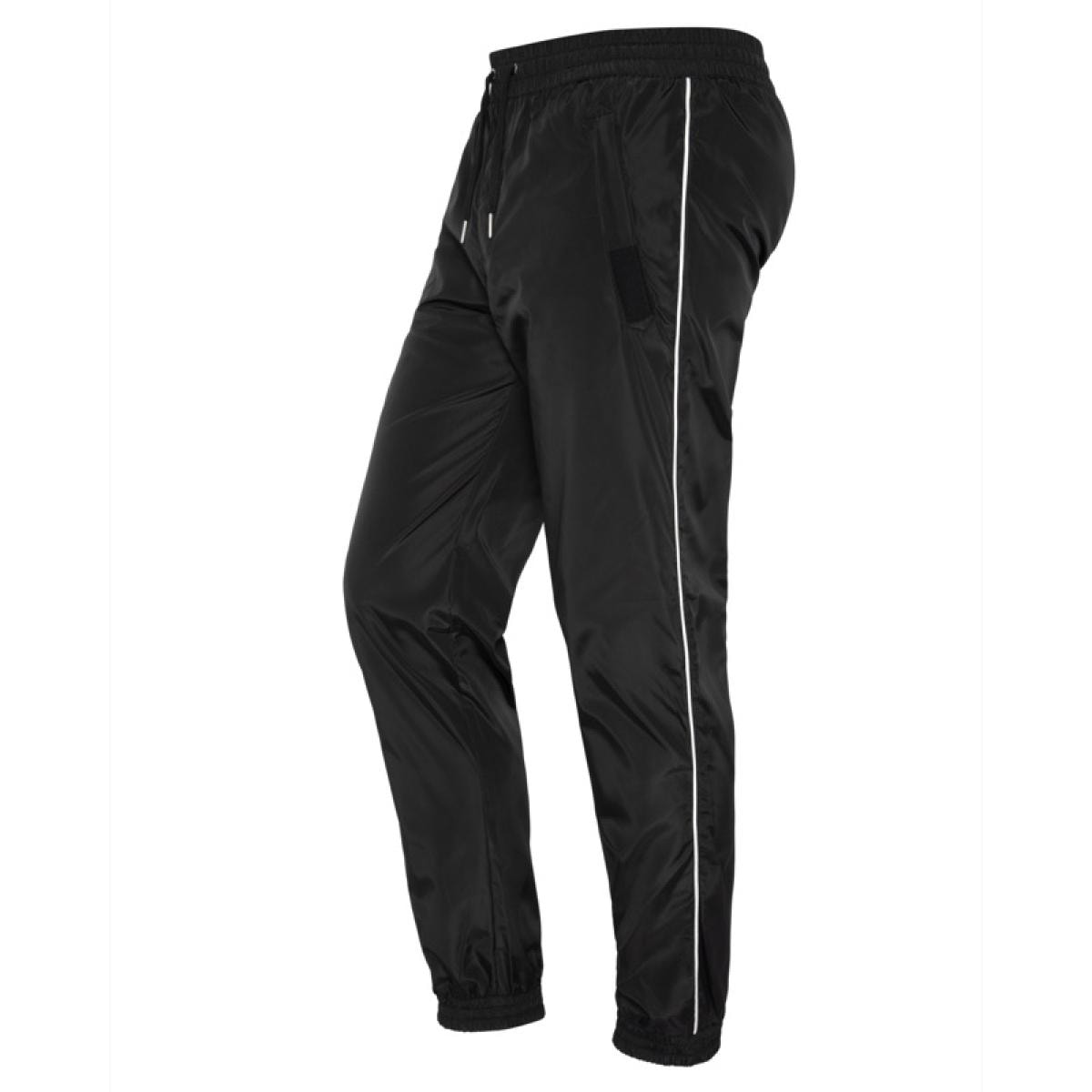 TRTEAMS70 TRACKSUIT PANTS WITH CONTRASTED PIPINGS & SCHOTT NYC EMBROIDERY ABOVE RIGHT BACK POCKET 100% POLYESTER Nero