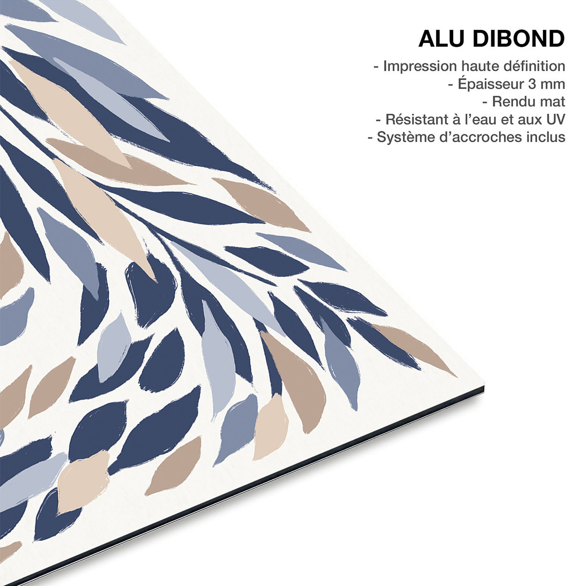 Tableau fleurs Tableau feuilles bleues Tableau alu Dibond