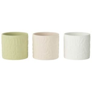 J-Line cache-pot Aloha - céramique - mix - large - 3 pièces - Ø 13.5 cm