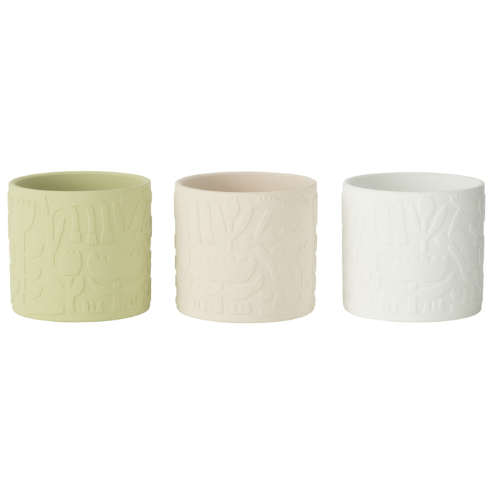 J-Line cache-pot Aloha - céramique - mix - large - 3 pièces - Ø 13.5 cm