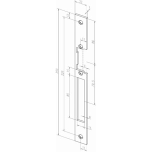 Têtière longue HZ Acier inox S 967 EFF EFF pour gâche électrique 44535-01 - double empenage réversible - 06445351