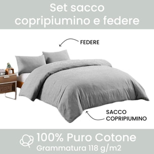 Sacco copripiumino in cotone con federe coordinate, set letto morbido e traspirante, leggero e resistente per uso quotidiano, tessuto certificato sicuro sulla pelle, facile da lavare e durevole, ideale per comfort notturno