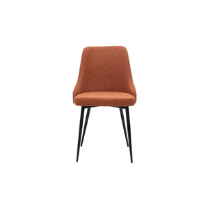 Chaises design en tissu effet velours texturé terre brûlée et métal noir (lot de 2) CULT