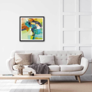 Poster Arc en ciel sur l'asphalte Affiche + cadre en bois - Noir