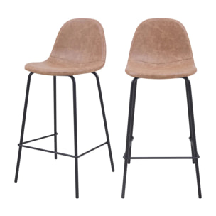 Lot de 2 chaises pour îlot central 65 cm en cuir synthétique taupe - Henrik