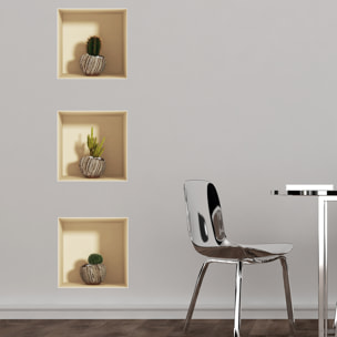 Stickers muraux 3D | Sticker Mural Autocollant effet 3D cactus exotiques - Stickers adhésifs 3D Chambre Salon Trompe l'oeil