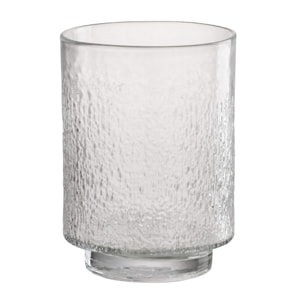J-Line Vase Cylindre Relief - verre - transparent - small
